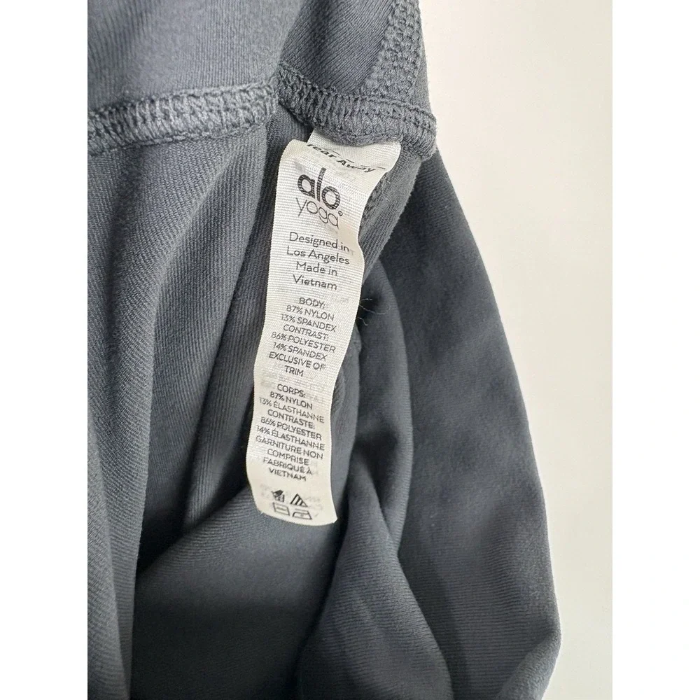 Alo Yoga Womens XS High Waist Moto Leggings Charcoal Gray Athleisure Gorpcore A1